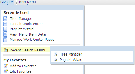 Recent Search Results menu showing two recent component searches
