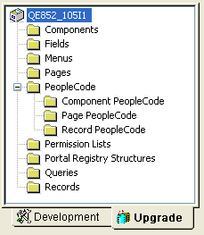 Example of the Upgrade view in the project workspace