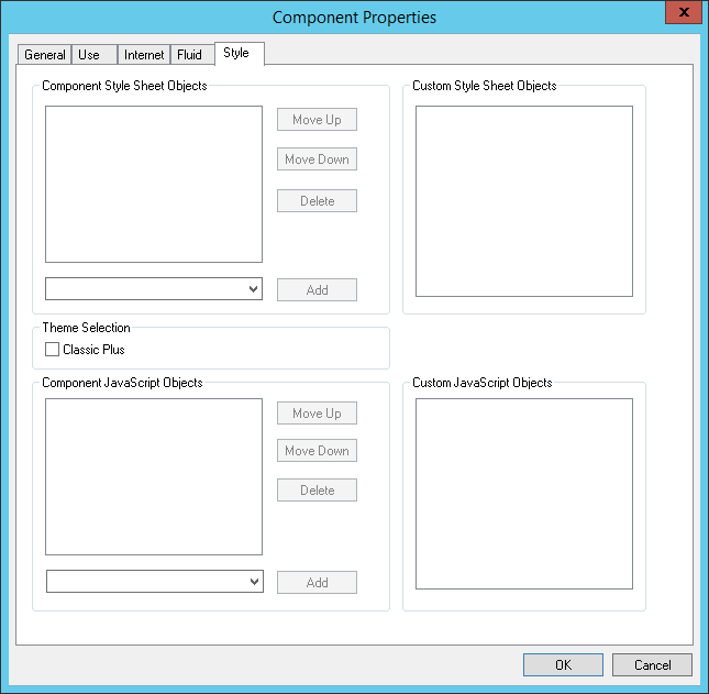 Component Properties dialog box: Style Tab