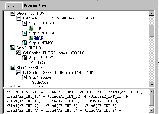 Example of Application Designer Program Flow view