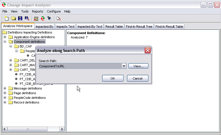 Analyze along Search Path popup page