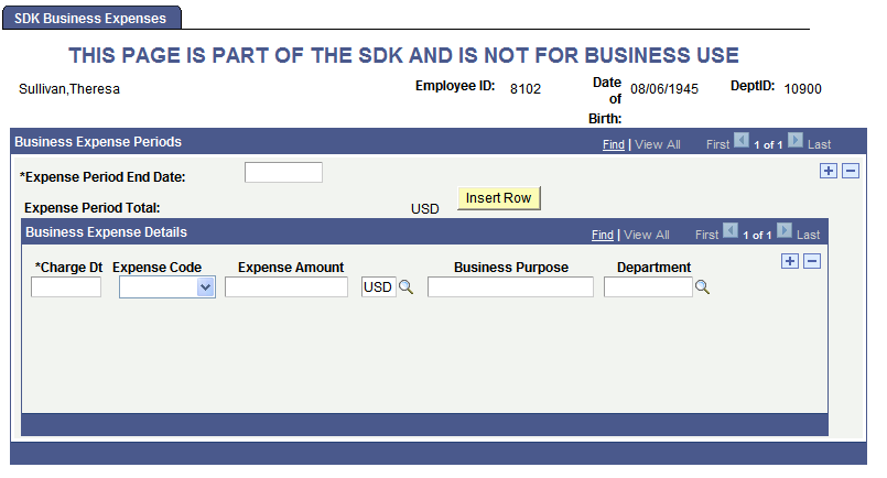 Business Expense Periods page