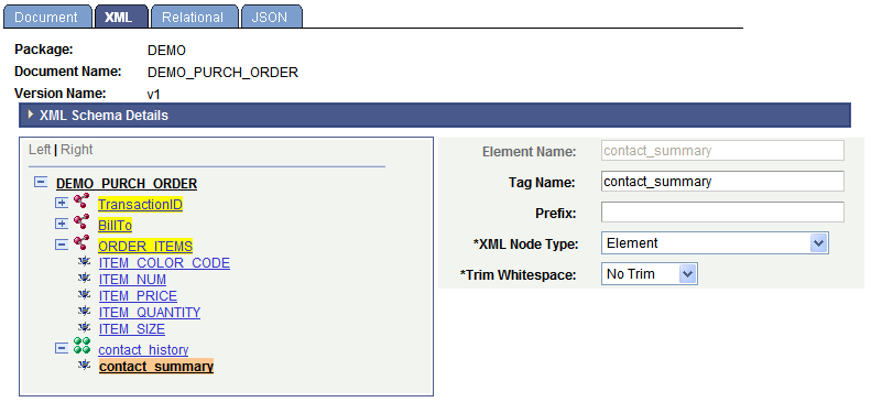 Document Builder - XML page