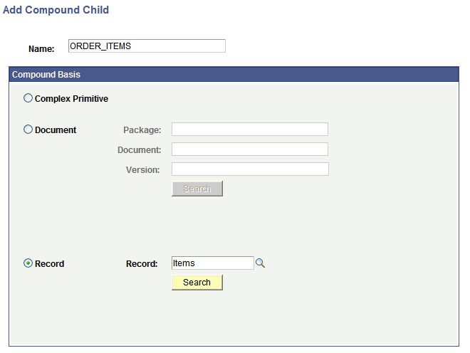 Add Compound Child page