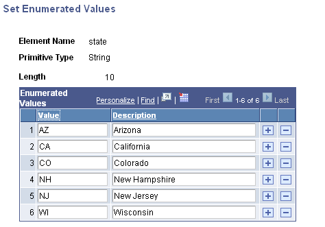 Set Enumerated Values page