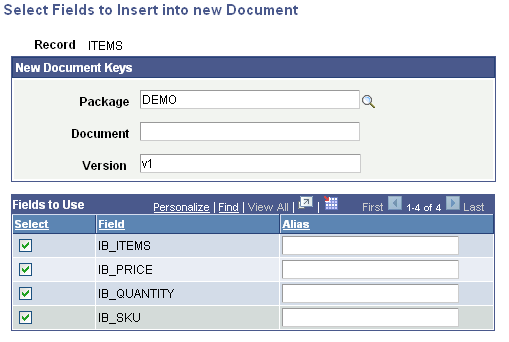 Search Fields to Insert into new Document page