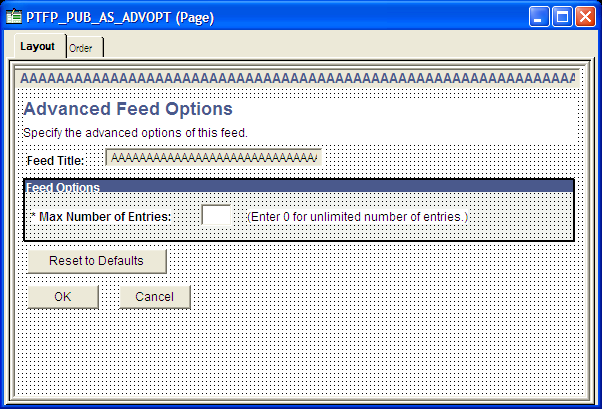 Example PTFP_PUB_AS_ADVOPT page (the standard advanced options page)