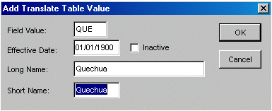 Add Translate Table Value dialog box