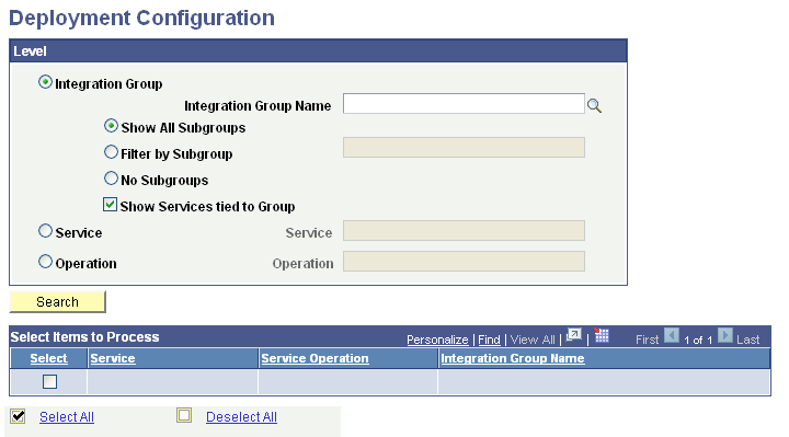 Deployment Configuration page
