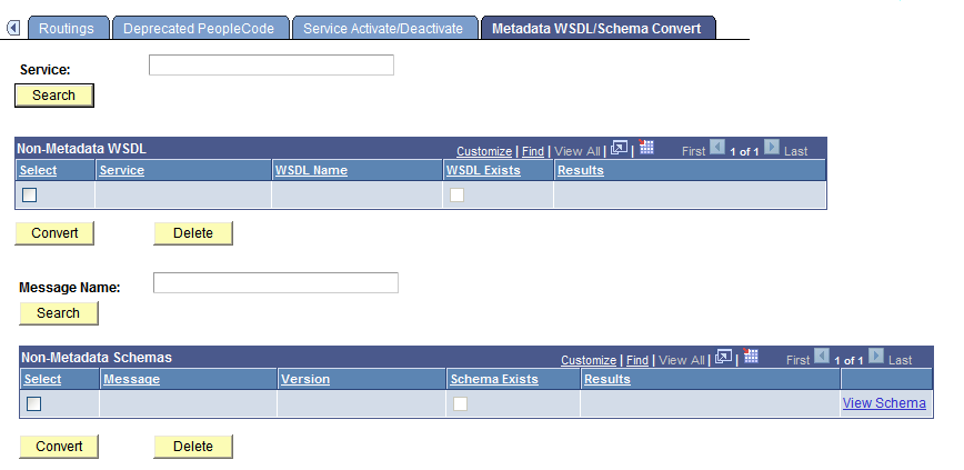 Metadata WSDL/Schema Convert page