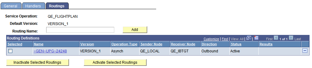 Service Operations - Routings page