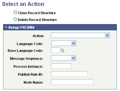 Select an Action page