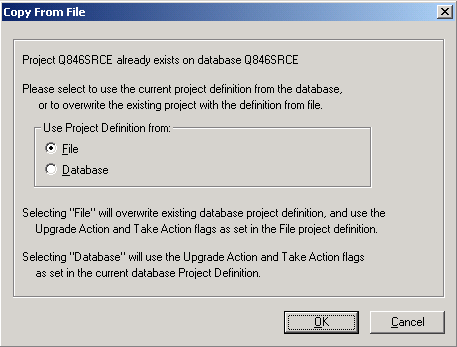 Copy From File: prompting for project definition location