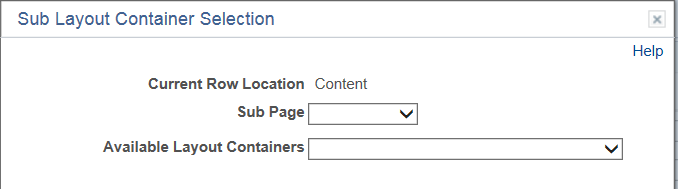 Sub Layout Container Selection page