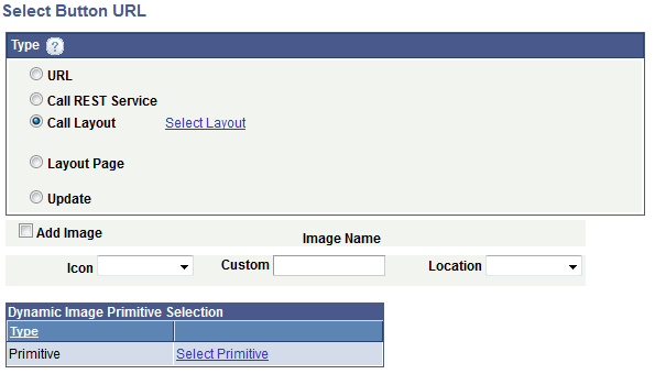 Select Button URL page (Call Layout)