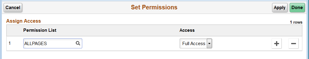 Set Permissions page