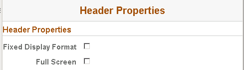 Header Properties page