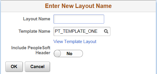 Enter a New Layout Name page