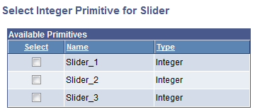 Select Integer Primitive for Slider page
