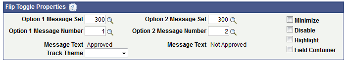 Flip Toggle Properties page - Flip Toggle Properties section