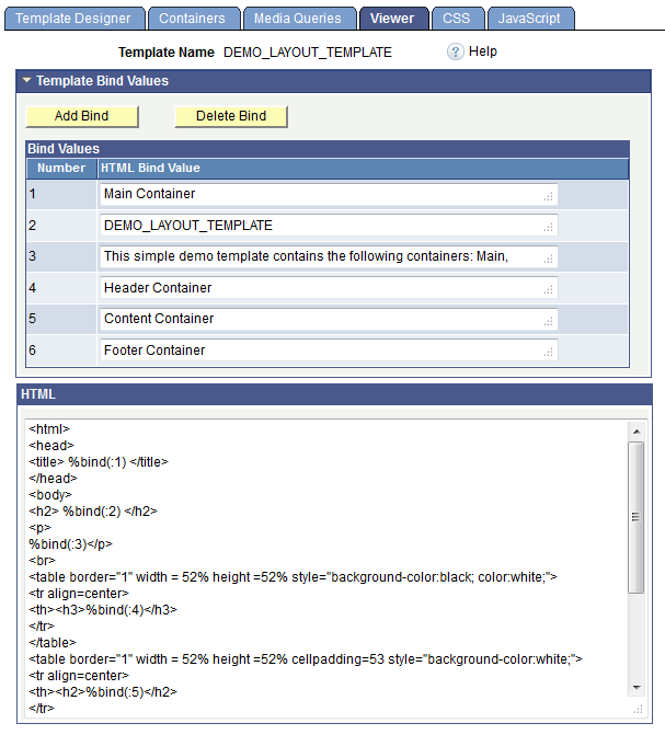 Data defined in the Template Designer - Viewer page