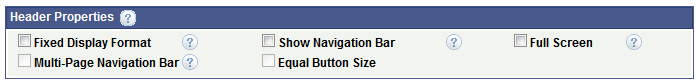 Header Properties page - Header Properties section