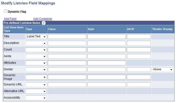 Modify Listview Mappings page