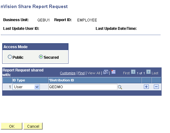 nVision Share Report Request page