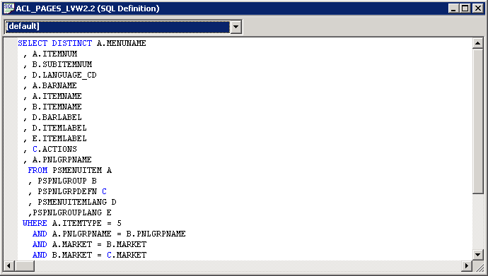 Example of the SQL Editor window