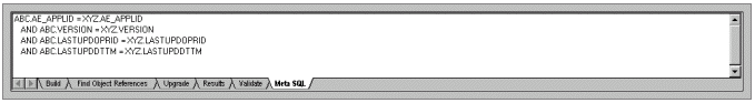 Meta-SQL expanded in the output window