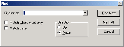 Find dialog box