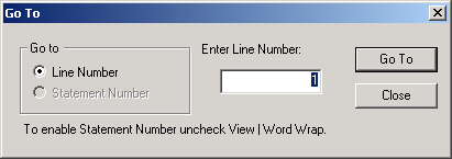 Go To dialog box