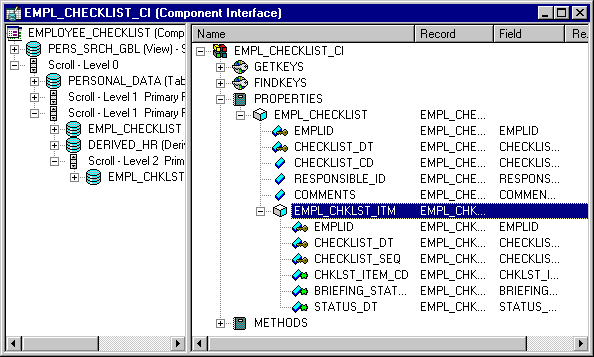 Sample Component Interface with collection highlighted
