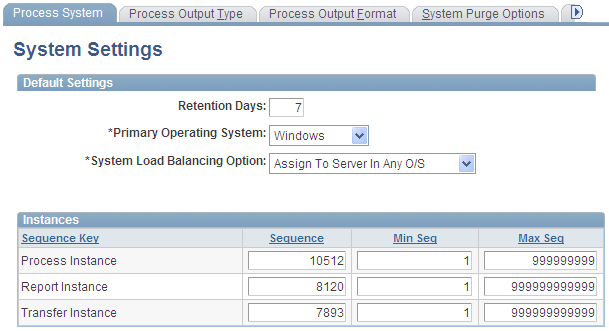 System Settings page