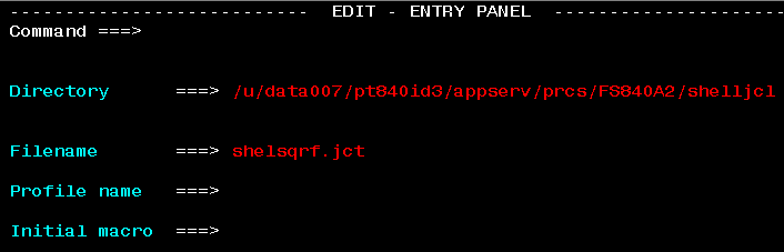 Example of editing shell JCL templates