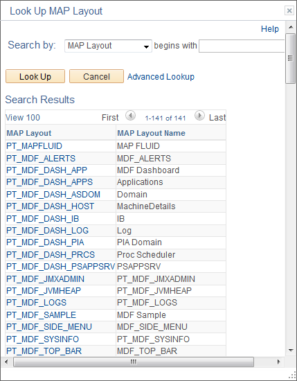 Look Up MAP Layout page