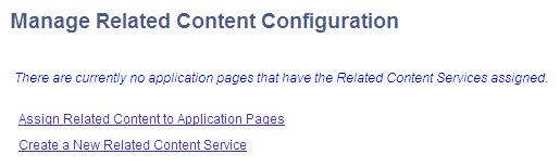 Manage Related Content Configuration page
