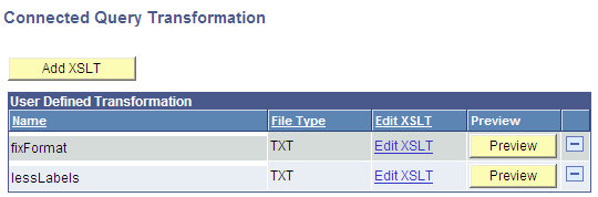 Connected Query Transformation page