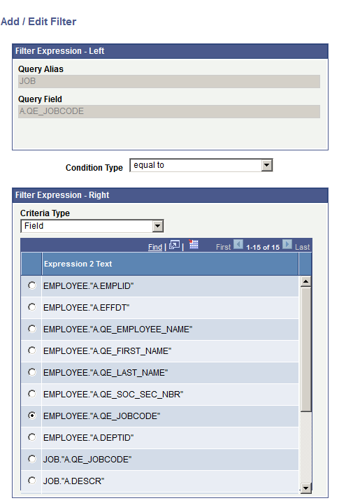 Add / Edit Filter page