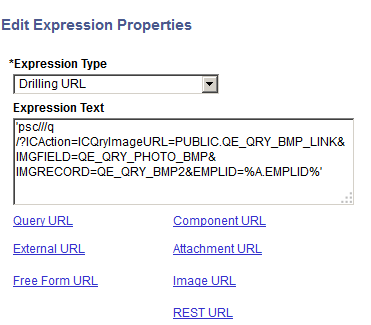 Edit Expression Properties page - Image URL is created in the Expression Text box