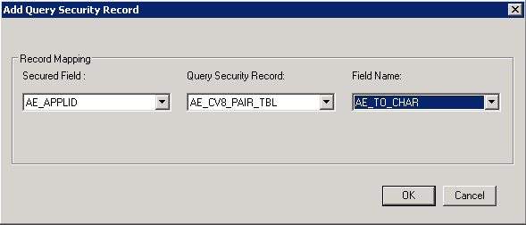 Add Query Security Record dialog box