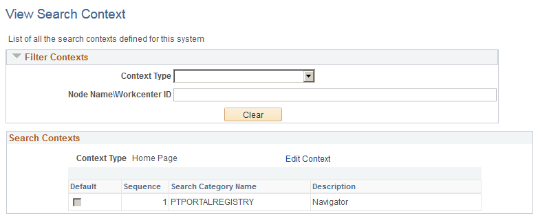 View Search Context page