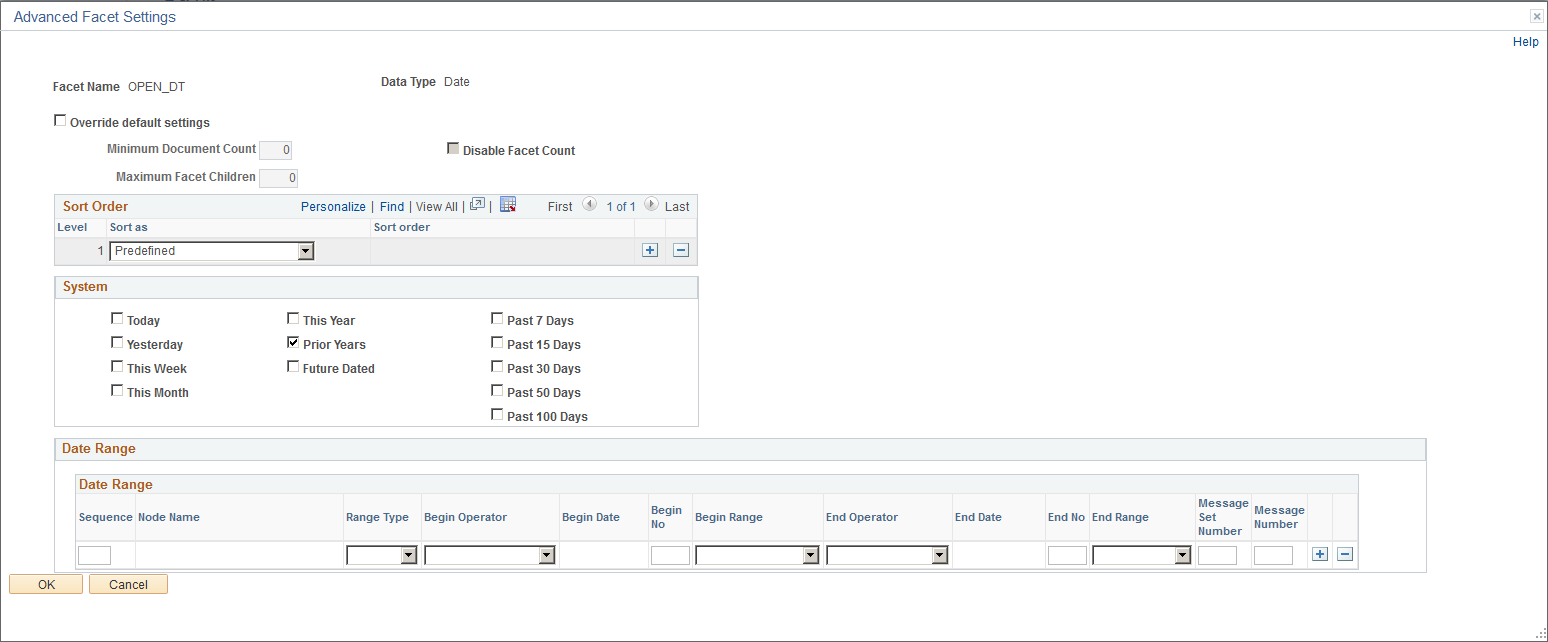 Advanced Facet Settings - Date