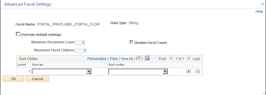 Advanced Facet Settings - String