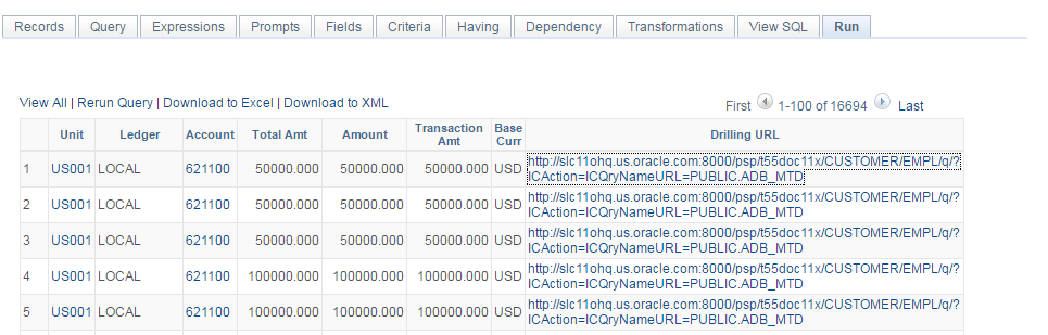 Query Manager Run tab