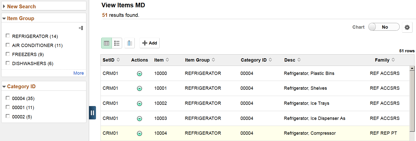 Real-time Component search results