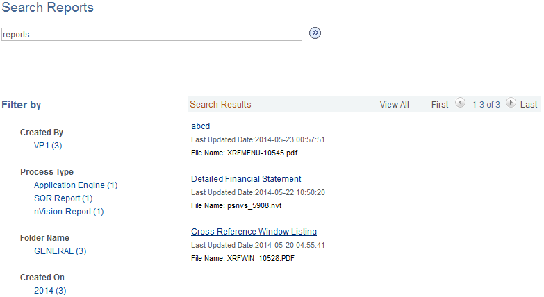 Search Report page