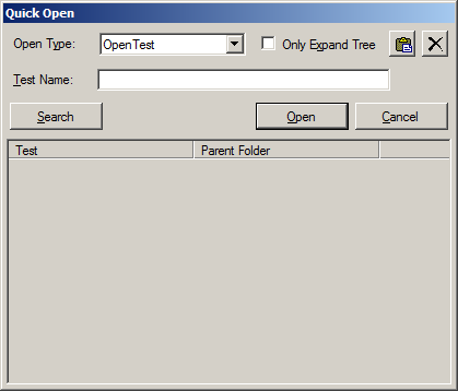 Quick Open dialog box