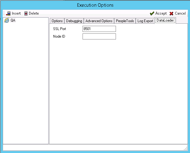 Execution Options dialog box-DataLoader tab