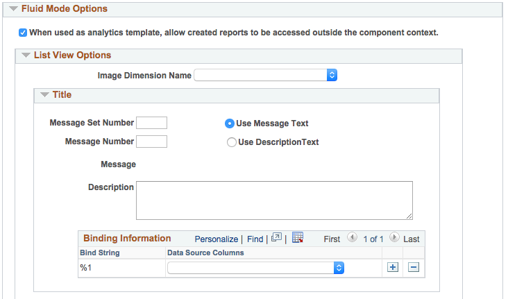 Specify Data Model Options page - Fluid Mode Options section